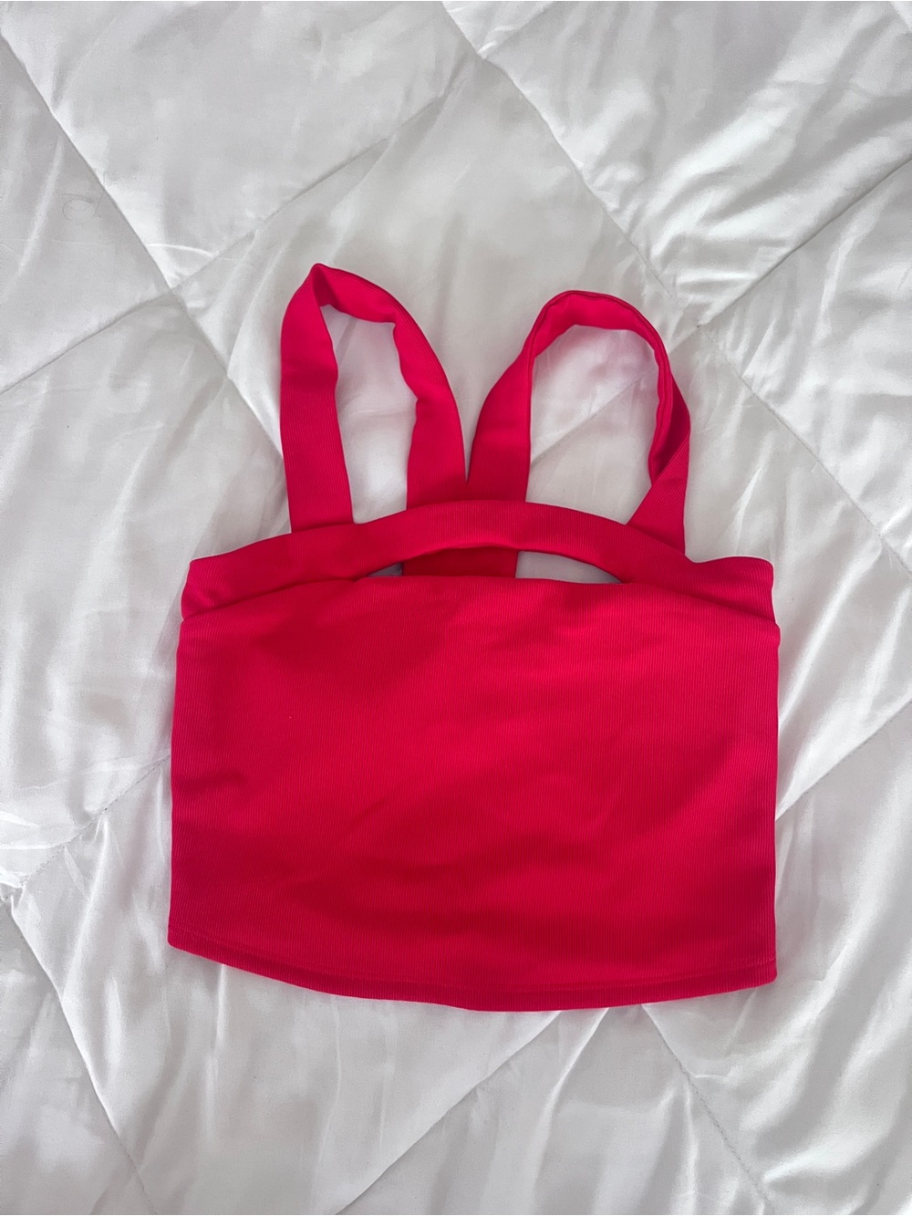 Red Women's Ribbed Cropped Tank Top/sports bra
